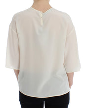 White Sequined Key Silk Blouse T-shirt Top Dolce & Gabbana