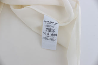 White Sequined Key Silk Blouse T-shirt Top Dolce & Gabbana
