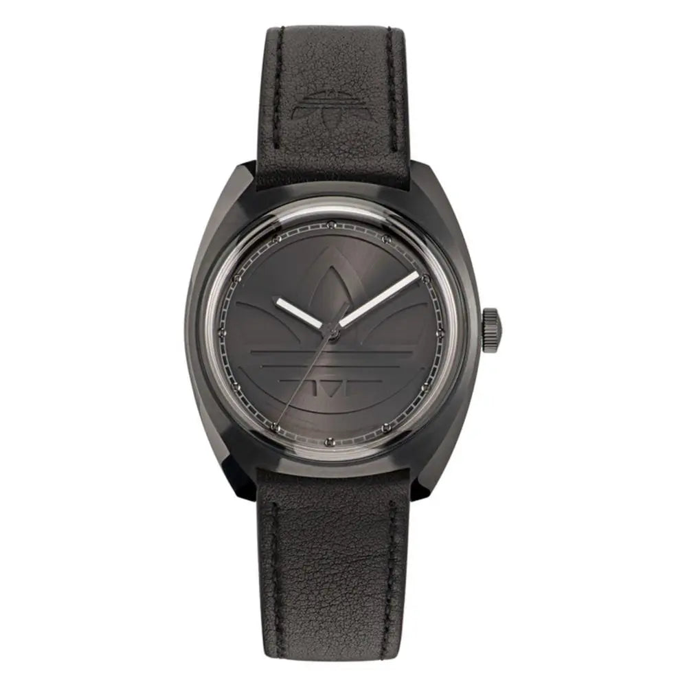 Black Leather Watch Adidas