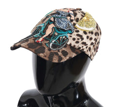 Brown Leopard Sequin Sicily Applique Baseball Hat Dolce & Gabbana