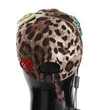 Brown Leopard Sequin Sicily Applique Baseball Hat Dolce & Gabbana
