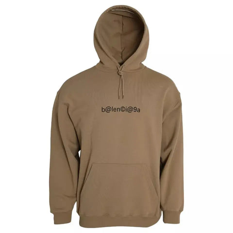 Brown Cotton Symbolic Molleton Bouclette Hooded Sweater Balenciaga