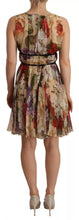 Dolce & Gabbana Beige Floral Sleeveless Round Neck Mini Dress