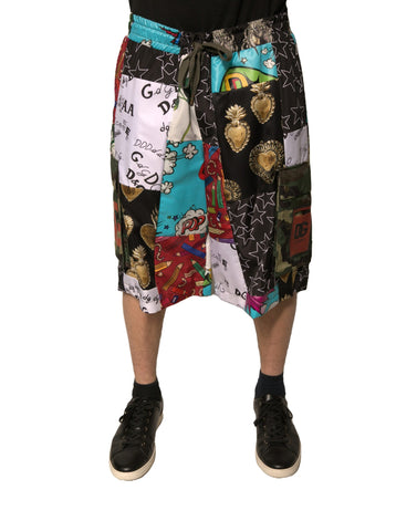 Dolce & Gabbana Multicolor Patchwork Cargo Bermuda Shorts