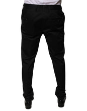 Dolce & Gabbana Black Cotton Tapered Formal Dress Pants