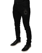 Dolce & Gabbana Black DG Crown Logo Cotton Skinny Denim Jeans