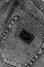 Dolce & Gabbana Gray Logo Plaque Cotton Slim Fit Denim Jeans