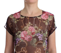 Black Key Floral Print Silk Blouse T-shirt Dolce & Gabbana