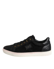 Dolce & Gabbana Black Logo Suede Leather Men Sneakers Shoes