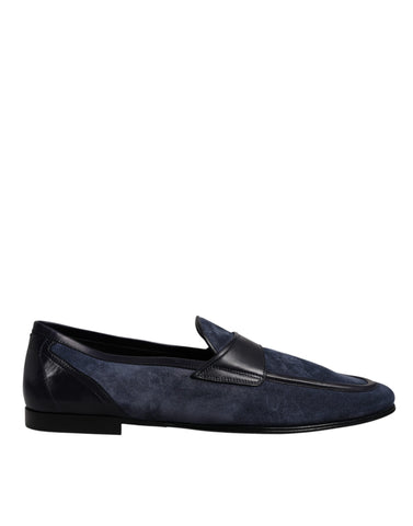 Dolce & Gabbana Blue Suede Leather Shoes Loafer Moccasin Shoes