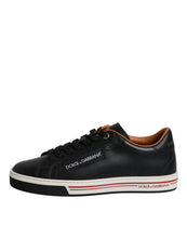 Dolce & Gabbana Black Leather Low Top Men Sneakers Shoes