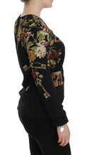 Black Key Floral Print Silk Blouse Top Dolce & Gabbana