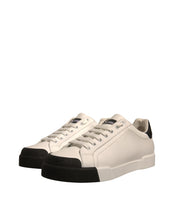 Dolce & Gabbana White Leather Logo Portofino Sneakers Shoes