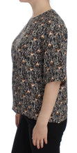 Gray Gold Key Print Silk Blouse T-shirt Dolce & Gabbana