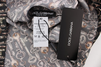 Gray Gold Key Print Silk Blouse T-shirt Dolce & Gabbana