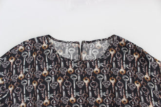 Gray Gold Key Print Silk Blouse T-shirt Dolce & Gabbana