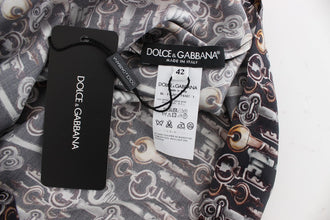 Gray Gold Key Print Silk Blouse T-shirt Dolce & Gabbana