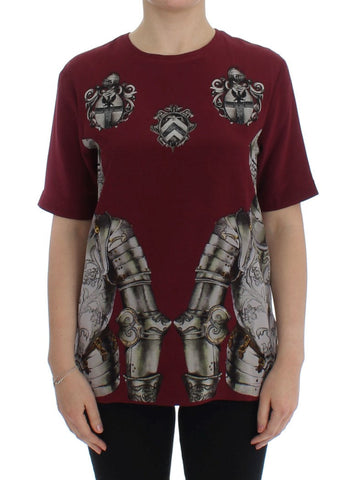 Red Knight Print Silk Blouse T-shirt Dolce & Gabbana