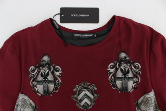 Red Knight Print Silk Blouse T-shirt Dolce & Gabbana