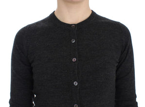 Gray Wool Button Cardigan Sweater Dolce & Gabbana