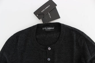 Gray Wool Button Cardigan Sweater Dolce & Gabbana