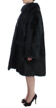 Black Goat Fur Shearling Long Jacket Coat Dolce & Gabbana