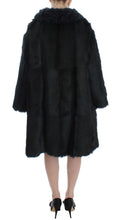 Black Goat Fur Shearling Long Jacket Coat Dolce & Gabbana