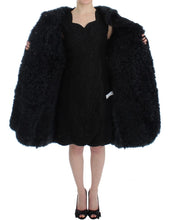 Black Goat Fur Shearling Long Jacket Coat Dolce & Gabbana
