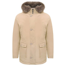 Herno Beige Nylon Men Jacket with Fur-Trimmed Hood