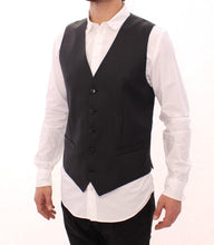 Gray Striped Wool Single Breasted Vest Dolce & Gabbana