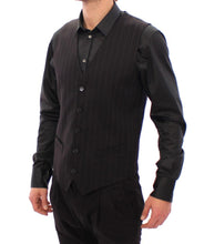 Black Striped Wool Logo Vest Dolce & Gabbana