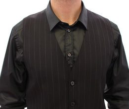 Black Striped Wool Logo Vest Dolce & Gabbana