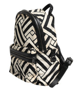 Dolce & Gabbana Black White Nylon Leather Travel Back Pack Bag