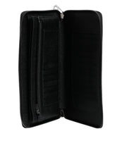Dolce & Gabbana Black Calfskin Leather Logo Zip Around Continental Wallet