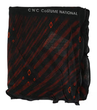 Costume National Black Red Viscose Foulard Branded Scarf