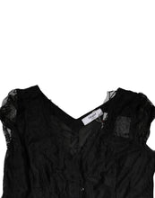 Blugirl Black Short Sleeves Floral Lace Trim A-line Mini Dress