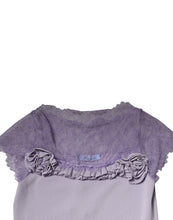 Blumarine Purple Short Sleeves Floral Lace Trim A-line Midi Dress