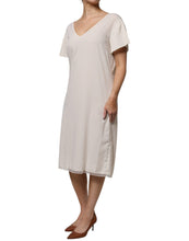 Peserico Off White Short Sleeves V-neck Shift Midi Dress