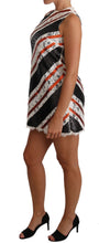 White and orangeSequin Floral Lace Embellished Shift dress Dolce & Gabbana