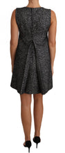 Gray Houndstooth Floral Appliqué Shift Mini Dress Dolce & Gabbana