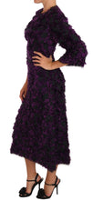 Purple Fringe Midi Sheath Dress Dolce & Gabbana