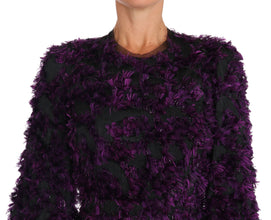 Purple Fringe Midi Sheath Dress Dolce & Gabbana