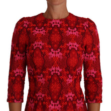 Floral Crochet Lace Red Pink Sheath Dress Dolce & Gabbana