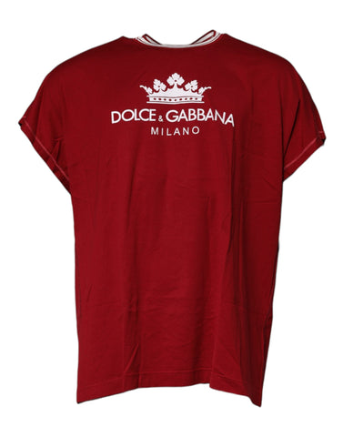 Red Logo Crown Cotton Crew Neck T-shirt Dolce & Gabbana