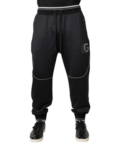 Dolce & Gabbana Black Polyester Logo Jogger Pants