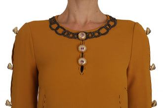Brown Mini  Crystal Embellished Dress Dolce & Gabbana