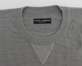 Gray Crewneck Pullover Silk Sweater Dolce & Gabbana