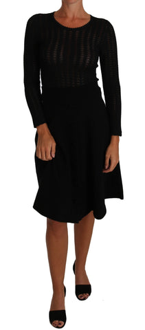 Black Knitted Wool Sheath Long Sleeves Dress Dolce & Gabbana