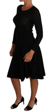 Black Knitted Wool Sheath Long Sleeves Dress Dolce & Gabbana