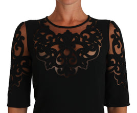 Black Floral Cut Out Pattern Coctail Dress Dolce & Gabbana